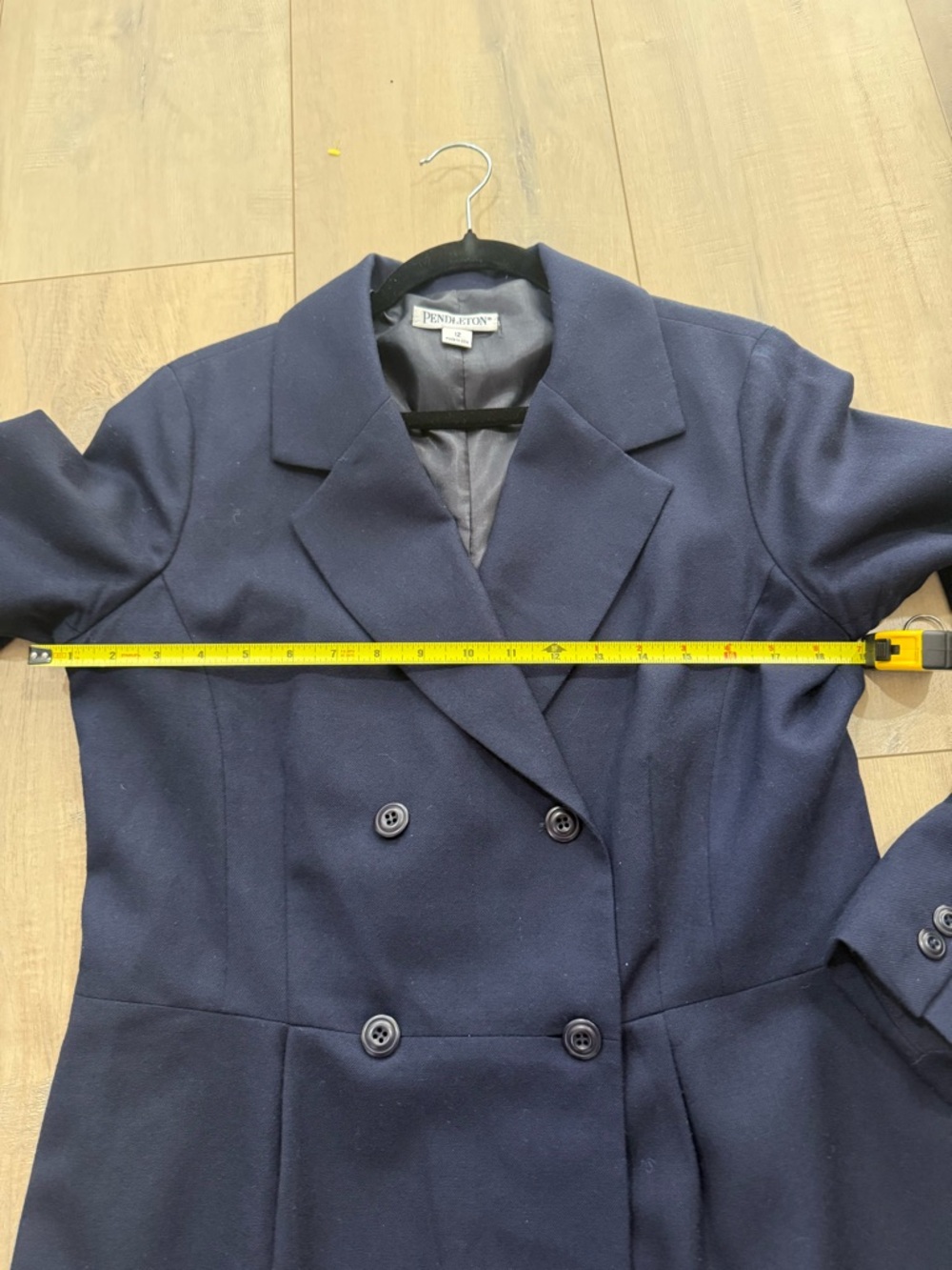 Pendleton Navy Double-Breasted Wool Trench Coat - Picture 4 of 7